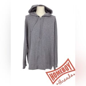 Gray Zip Up Sweater with Hood and Half-Zip size 3xL